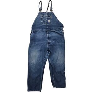 Carhartt Denim Bib Overalls Men's Size 54x32 Loose Fit Carpenter 104672 DST